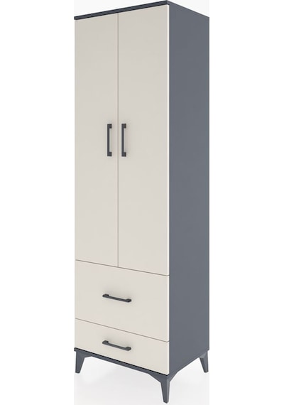 Hyperion Dolap 2 Raflı 2 Çekmeceli Tek Askılı 60x44x195 Antra... Antrasit