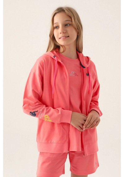 Kappa Kız Çocuk Fullzıp Sweatshırt - Neon Pembe Neon Pembe