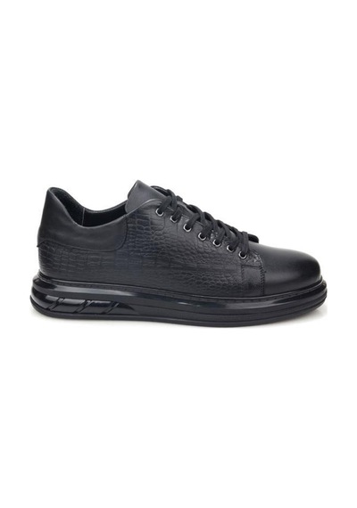Papuçcity Pisagor Ps-01209 Erkek Hakiki Deri Sneakers Spor Ayakkabı Siyah