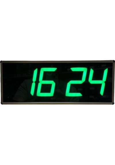 Sanec Wifi Senkronize Dijital Led Duvar Ve Masa Saat Derece Otomatik İnternet Saat Ayarlı, Yeşil Led, 15x37 Cm Yeşil