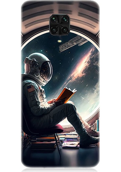 Xiaomi Redmi Note 9 Pro Uyumlu Silikon Kılıf Kitap Ve Astronot