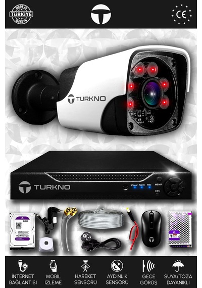 Turkno 1 Kameralı Pania 1 Dış Kamera Set 320 GB HDD Full HD Gece Görüşlü Güvenlik Kamerası Sistemi