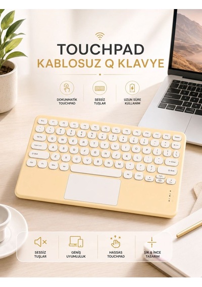 Android Ve İos Uyumlu Bluetooth Klavye Touchpad Slim Kablosuz Wifi Q Klavye 80919799