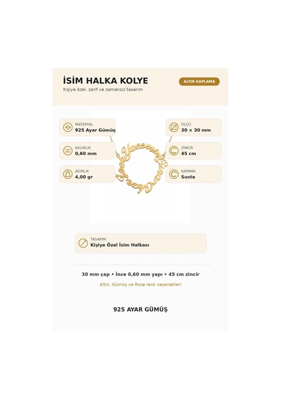 İsim Halka Kolye - Rose Rose Gold