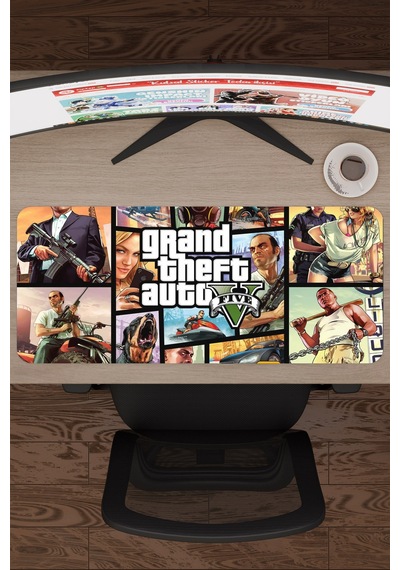 Gta 5 Kaymaz Dikişli Kauçuk Oyuncu Mousepad V2 - 70x30 Xl Gaming Mouse Pad Fare Altlığı