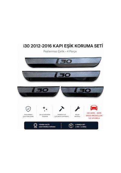 Hyundai İ30 Krom Kapı Eşiği Tk 2012-2016 4 Kapı Paslanmaz Çelik Hydi30kkek00001
