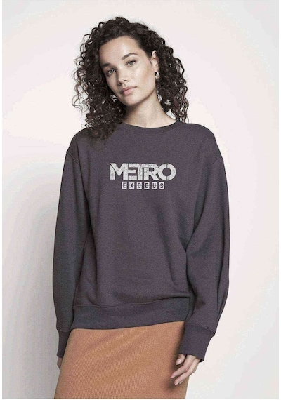 Metro Exodus Logo Baskılı Füme Antrasit Kadın Sweatshirt