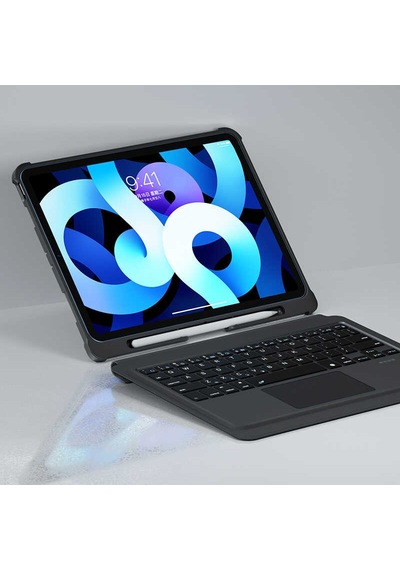 Apple Uyumlu iPad Air 11 2025 M3 Kablosuz Klavyeli Kılıf Benks Multifunctional Siyah