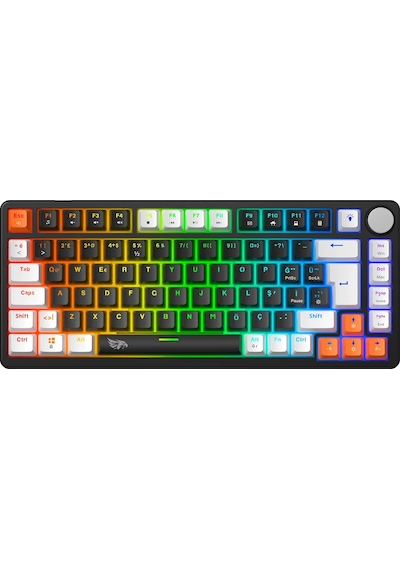 Mavi Switch Rgb Aydınlatmalı Örgü Kablolu Gameagle Gasket Mekanik Oyuncu Klavyesi Metal Knob Kontrollü Türkçe Q Layout Hot Swap Kompakt Gaming Type-c Kablo Eva Süngerli Gaming Klavye