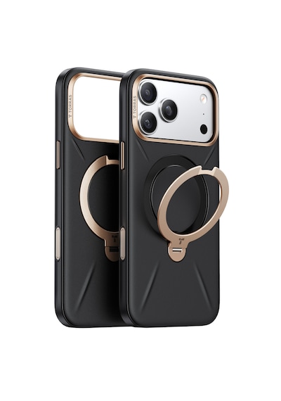Torras Apple iPhone Uyumlu 17 Pro O Stand Spin Vegskin Serisi Magsafe Kılıf Siyah