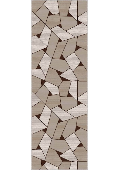 Kahve Kaymaz Geometrik Kesme Rulo Özel Ölçülü Yolluk Vh004n11 Kahverengi