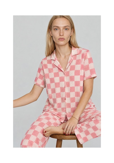 Fit Women Kadın Kısa Kollu Rahat Pembe Pijama Takımı 4727