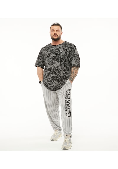 Bgsm Oversize Şalvar Eşofman Altı Body Pantolon Pnt1309 Ekru - Siyah