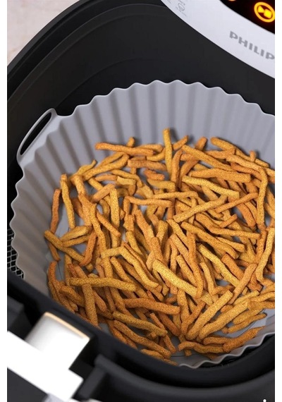 Yıkanılabilir Silikon Fırın Airfryer Yuvarlak Model Pişirme Matı Vizon Ve Gri 20 Cm Diğer
