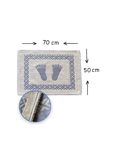 Soffy Krem & Gri 2 Adet 50x70 Cm Banyo Paspası %100 Doğal Pamuk Ayak Paspası Ayak Havlusu Krem - Gri