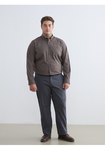 Lcwaıkıkı Classic Kahverengi Regular Fit Armürlü Cepli Erkek Gömlek