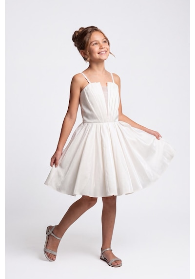 Mnk Baby & Kids Kız Çocuk Meis Kristal Abiye Elbise M00860 Beyaz