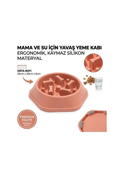 Patibon Kedi Köpek Yavaş Besleyici Mama Kabı - Anti-boğulma & Sağlıklı Beslenme - Somon Bzs1