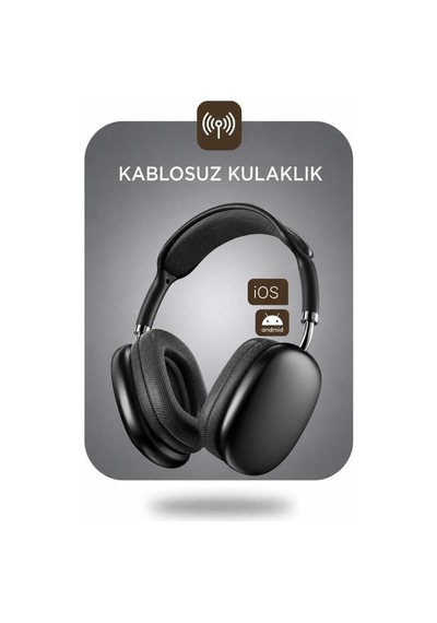 Premium Bilgisayar Spor Dinleme Bluetooth Kulaklık P9 Pro Max Siyah