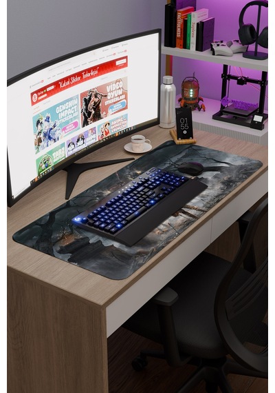 Demon's Souls Kaymaz Dikişli Kauçuk Oyuncu Mousepad V1 - 90x40 Xxl Gaming Mouse Pad Fare Altlığı
