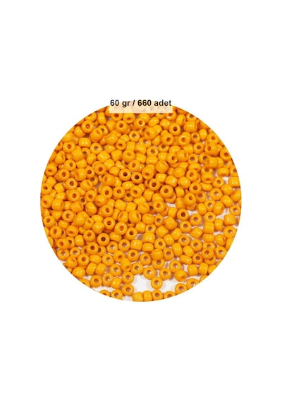 Turuncu Renk 4 Mm Yaklaşık 660 Adet / 60 Gram Cam Boncuk Oya Yazma Bileklik Ve Kolye