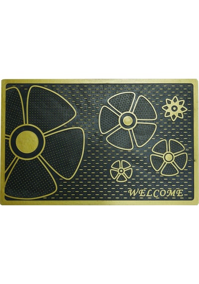 Welcome Yazılı Çiçek Desenli Kauçuk Kapı Önü Paspası (507917813)
