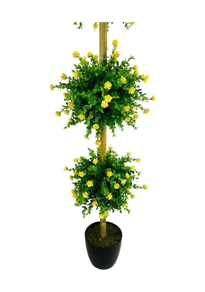 Yapay Ağaç Sarı Mineli Şimşir Top Siyah Saksılı 115 30cm