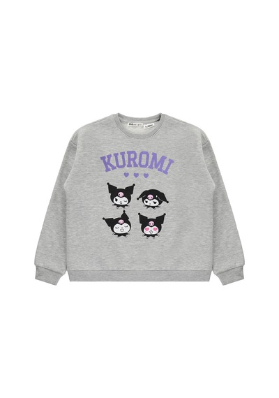Kuromi Sweatshirt 3 İp Uzun Kol Bisiklet Yaka Baskılı Okul Kreş Ve Günlük Kullanım - Gri Grimelanj Kuromi Sweatshirt 3 İp Uzun Kol Bisiklet Yaka Baskılı Okul Kreş Ve Günlük Kullanım - Gri Grimelanj