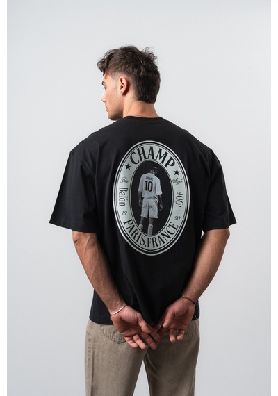 Respire Erkek Zidane Baskılı Oversize T-shirt Siyah