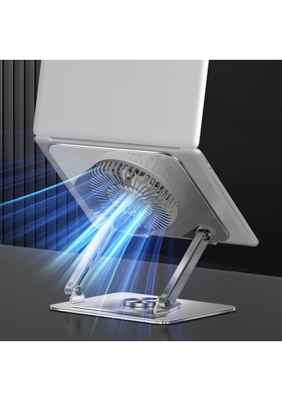 Laptop Standı Alüminyum Soğutmalı Mıknatıslı Harici Fanlı 360 Derece Döner Ayarlı Ergonomik Gam