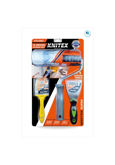 3 Parça Boyacı Seti Spatula Kestirme Fırça 20 Cm Boya Rulo İç Cep