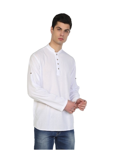 Uzun Kol Şile Bezi Bodrum Erkek T-Shirt Beyaz 9001