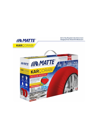 Matte Active Series Oto Araba Lastik Anti Patinaj Kar Çorabı Kırmızı Medıum 0