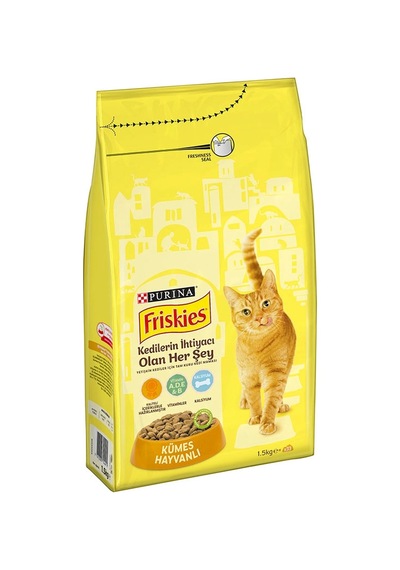 3 Adet Friskies Tavuklu Yetişkin Kuru Kedi Maması 1,5 Kg
