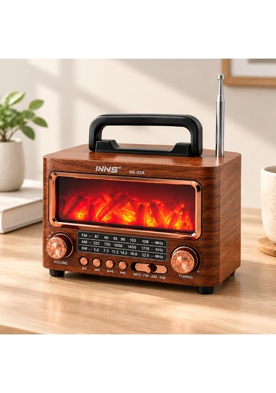 Şömineli Retro Radyo Bluetooth Hoparlör - Am/fm/sw Usb/type-c Şarjlı