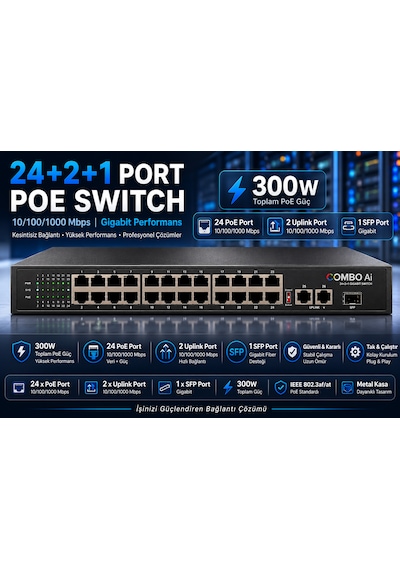 24+2+1 Sfp Poe Switch 10/100/1000mbps 300w Gigabit