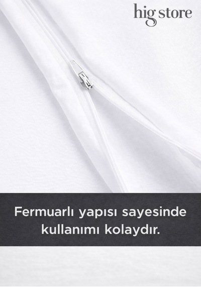 Pamuklu %100 Sıvı Su Geçirmez Yastık Alezi Fermuarlı 2 Adet 50x70 Ebat Fermuarlı Beyaz