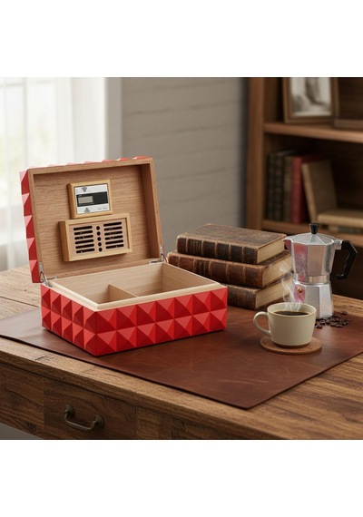Quasar Design Humidor Puro Kutusu Mat Kırmızı 80's