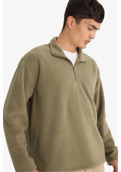 Defacto Relax Fit Yarım Fermuarlı Polar Sweatshirt F0448ax25aukh401 Haki-kh401