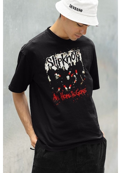 All Hope Is Gone Slipknot Müzik Grubu Baskılı Unisex Oversize Tiş Siyah