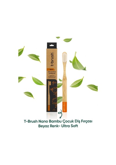 Tbrush Nano Doğal Bambu Vegan Çocuk Diş Fırçası - Beyaz Renk - Ultra Soft - Plastiksiz
