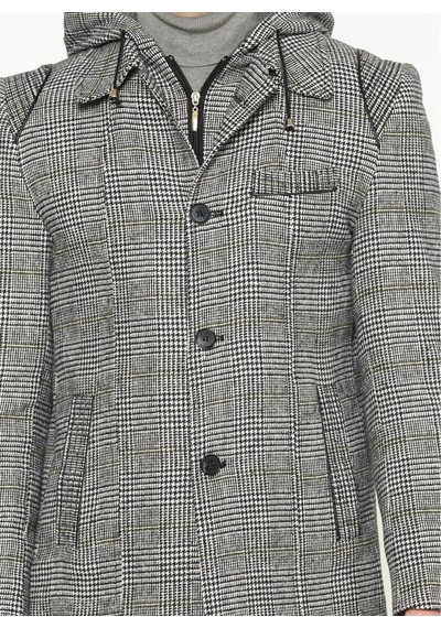 Plt8335 Dewberry Erkek Palto-ekose Gri Ekose Gri