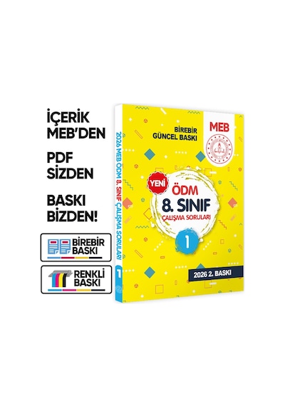 LGS MEB Çalışma Soruları Soru Bankası ÖDM 8.Sınıf Çalışma Kitabı 1 (A4 Renkli Baskı) BASKI ÜCRETİ