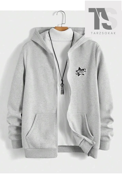 Tarzsokak Cynical 777 Sweatshirt Fermuarlı Hırka Siyah Siyah