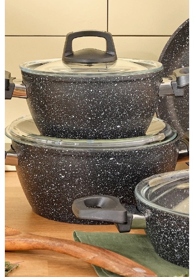 Emsan Oasis-S Blue Star 7 Parça Granit Tencere Set