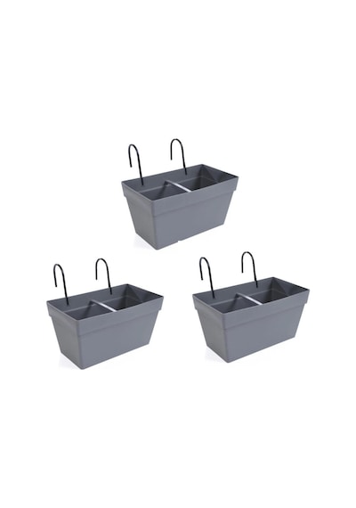 Omnipazar So-yb01a Askılı Yalı Balkon Saksı 6.5 Lt Antrasit 3 Adet