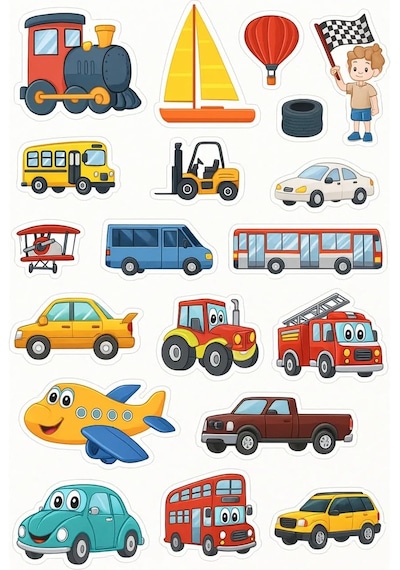 Çocuklar İçin Eğitici Taşıtlar Sticker Kitabı - 60 Çıkartma İle Renkli Aktivite Kitabı