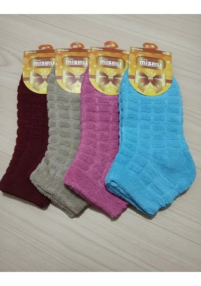 Efemicgiyimstore Bayan Çok Renkli Ters Havlu Kışlık Patik Çorap 12'li Paket