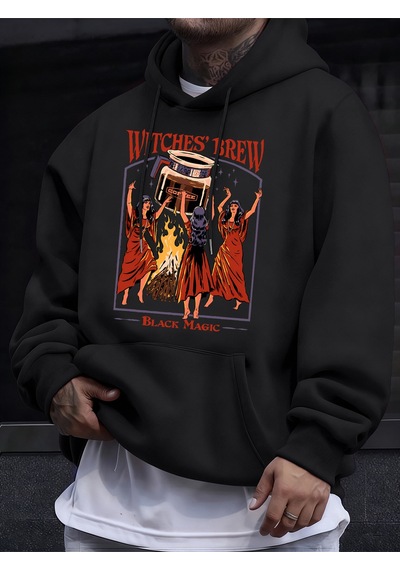 Startmore Startmorecadılar Brew Black Magic Baskılı Erkek Kazak Rahat Kazak Gevşek Trendy Tüm Maç Hoody Unisex S Siyah