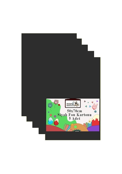 Fon Kartonu 50x70 Cm 120 Gr 5 Adet 50 70 Cm Renkli Fon Kartonu Kağıdı 120 Gr Okul Sınıf Etkinlik Kreş Okul Öncesi Siyah